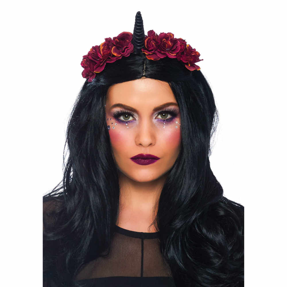 Leg Avenue - Dark Velvet Unicorn Hoorns haarband - Rood/Zwart